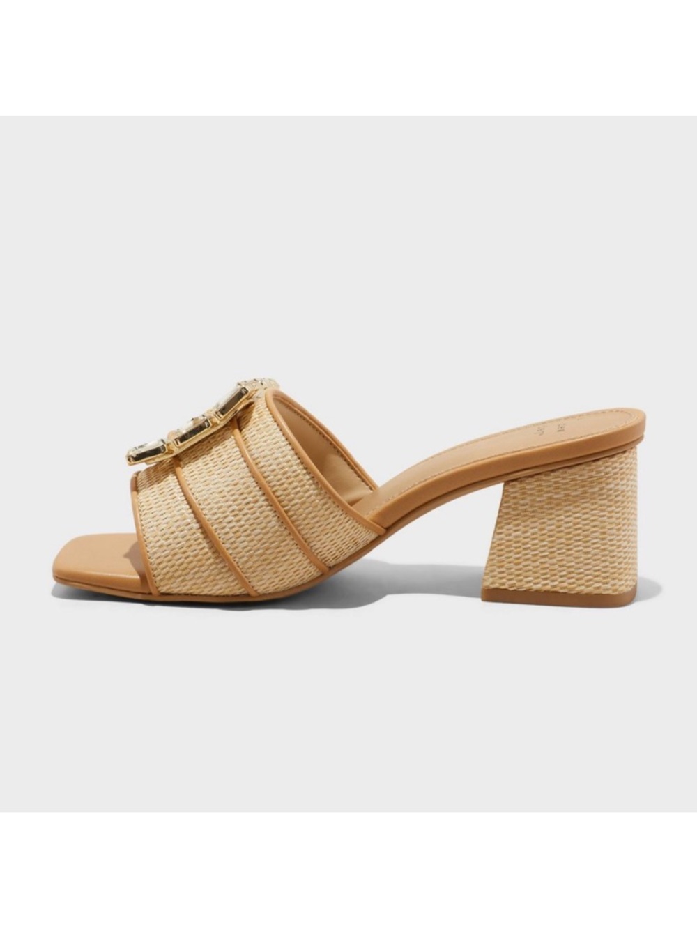 Women's Kathleen Raffia Buckle Block Heels - A New Day 7.5 - Picture 4 of 6